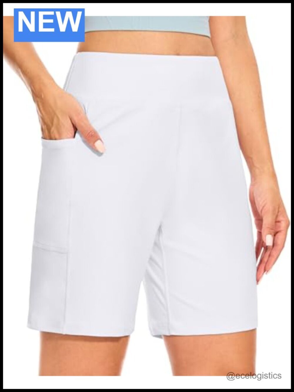 Women's 7" Bermuda Shorts with Pockets High Waisted Stretch Athletic